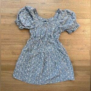 Old Navy Blue Embroidered Puff Sleeve Dress - Size Small